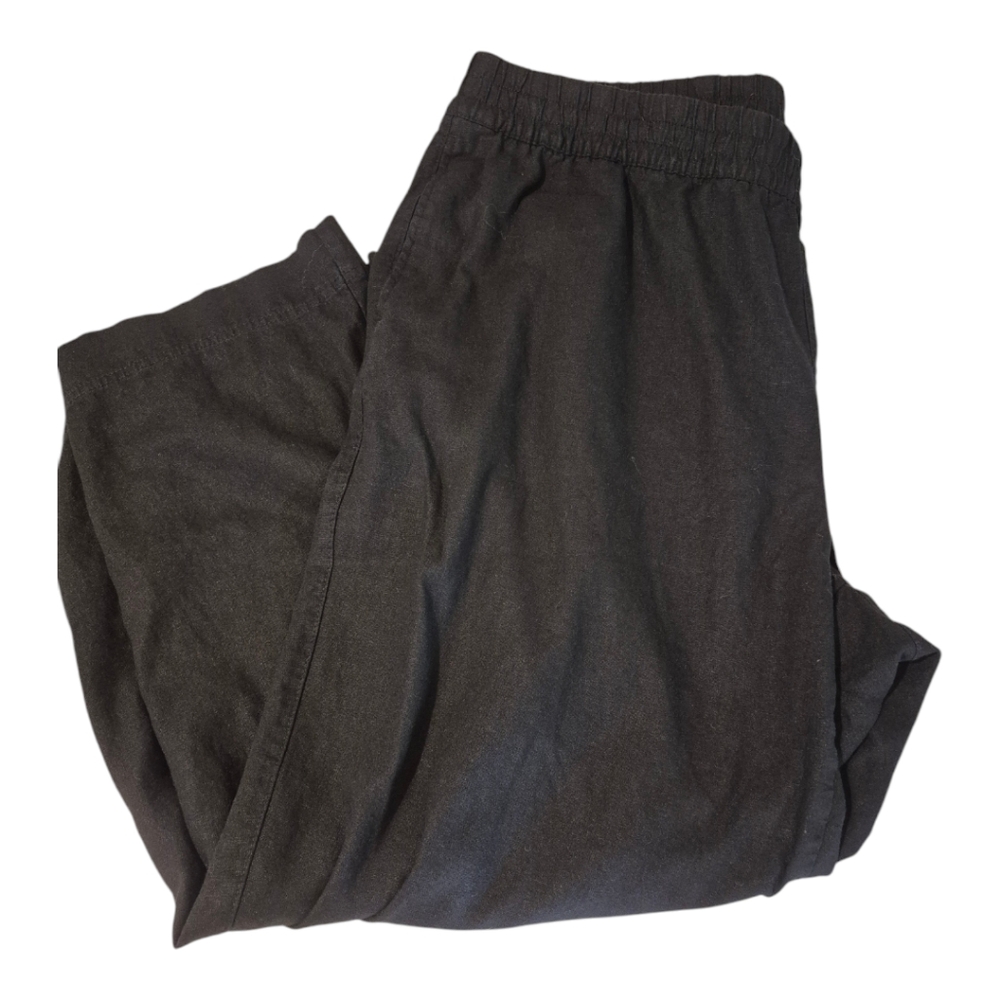 Old Navy womens XXL linen blend black wide leg pants plus size